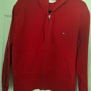 Tommy Hilfiger signature Red Hoodie zip up jacket. Size large
